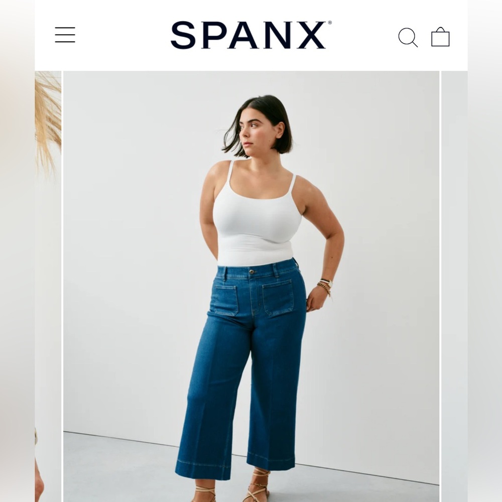 Spanx Cropped Wide Leg Jeans with Patch Pockets